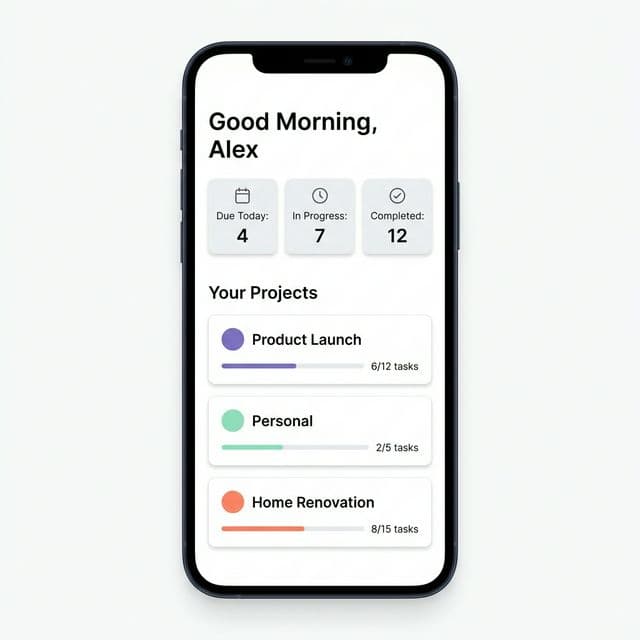 Manager View dashboard showing project overview with stats and progress